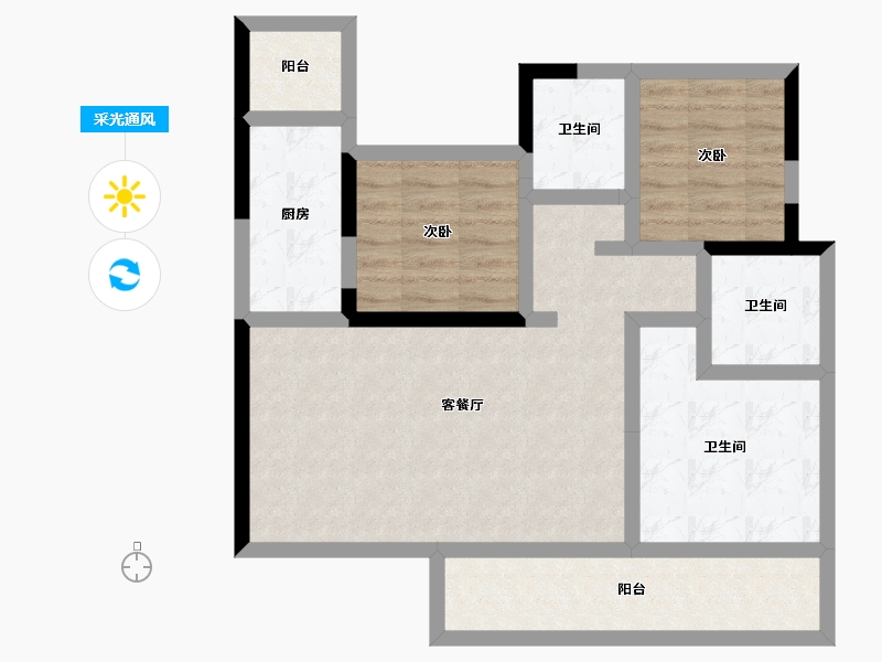 四川省-雅安市-雅原·幸福里-74.23-户型库-采光通风