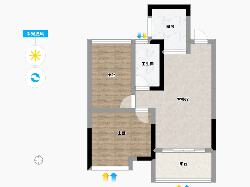 广西壮族自治区-桂林市-鑫屿金河阳光-55.11-户型库-采光通风