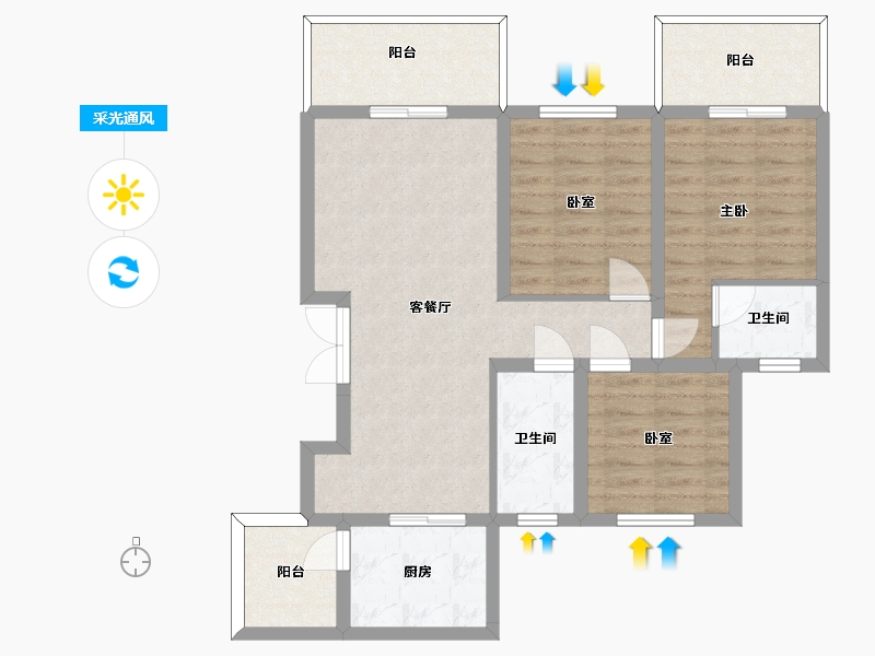 四川省-南充市-世合悦中心-84.76-户型库-采光通风