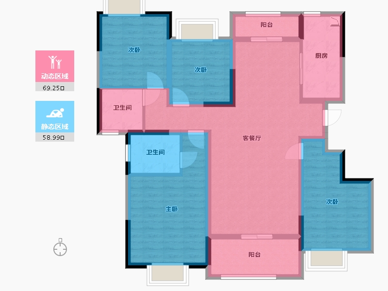 四川省-眉山市-雅居乐锦城-113.83-户型库-动静分区