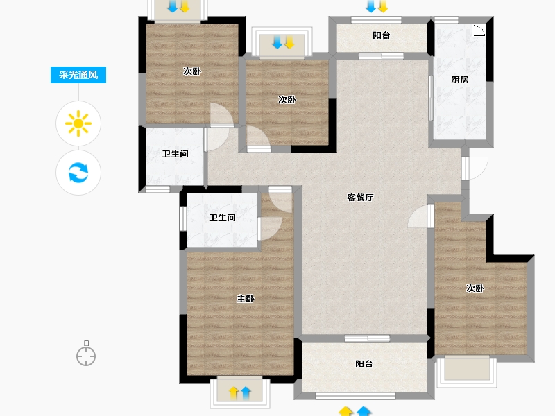 四川省-眉山市-雅居乐锦城-113.83-户型库-采光通风