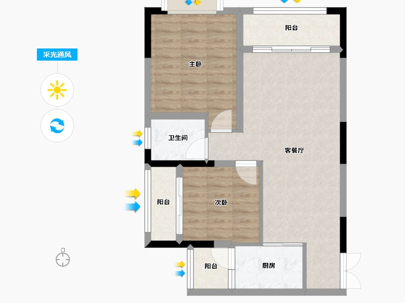 四川省-绵阳市-兴发龙溪谷-66.07-户型库-采光通风