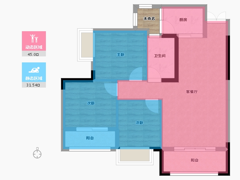 四川省-绵阳市-兴发龙溪谷-70.54-户型库-动静分区