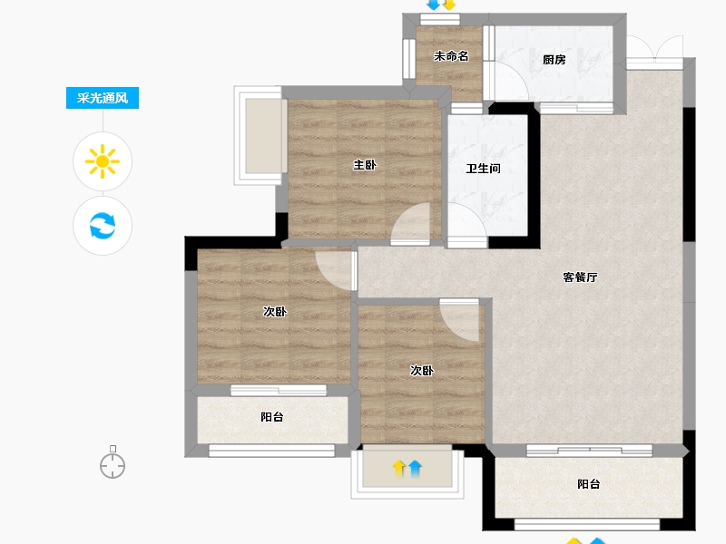 四川省-绵阳市-兴发龙溪谷-70.54-户型库-采光通风