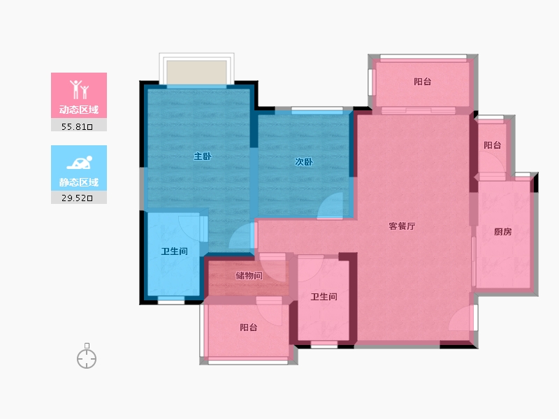 四川省-成都市-世茂城三期-74.78-户型库-动静分区