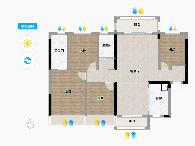 四川省-绵阳市-三台碧桂园-99.92-户型库-采光通风