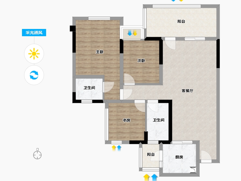 四川省-雅安市-西部网信·蒙山府-91.19-户型库-采光通风