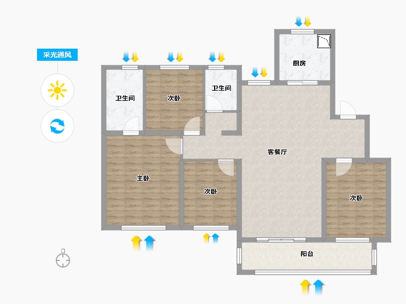 江苏省-徐州市-中海九樾-130.00-户型库-采光通风