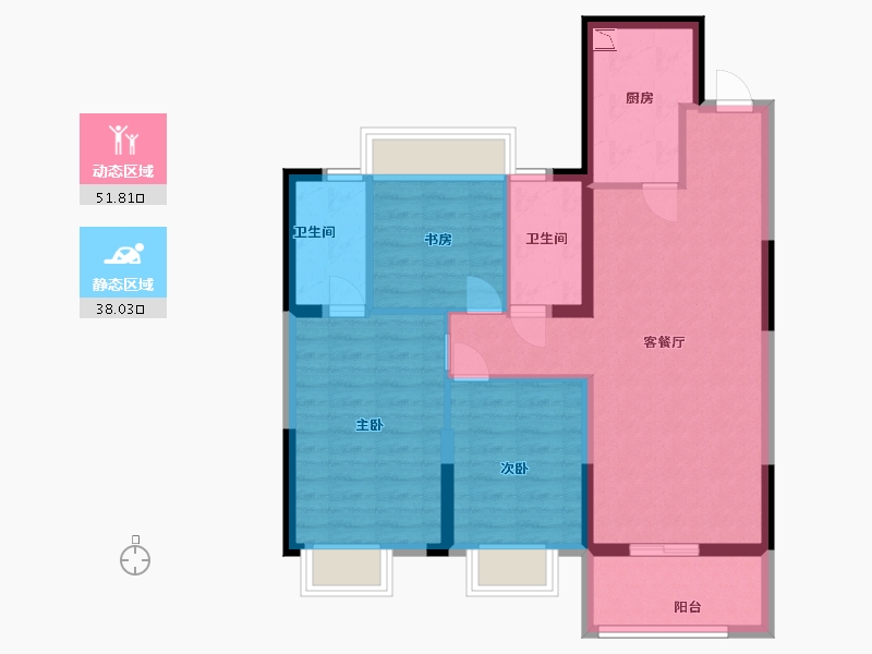 上海-undefined-嘉宝新力梦之晴华庭-80.00-户型库-动静分区