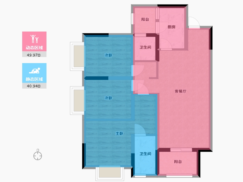 四川省-眉山市-雅居乐锦城-79.88-户型库-动静分区