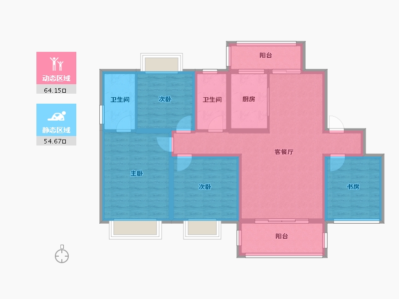 四川省-绵阳市-花溪七里-105.46-户型库-动静分区