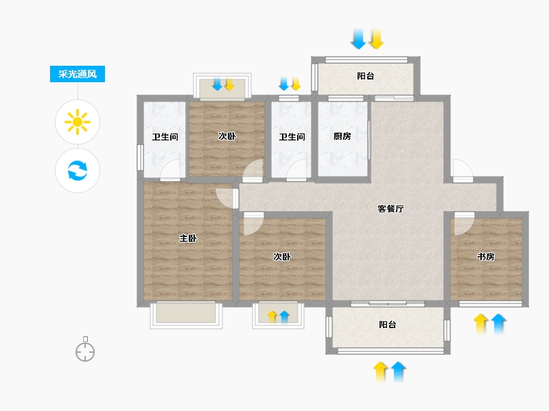 四川省-绵阳市-花溪七里-105.46-户型库-采光通风