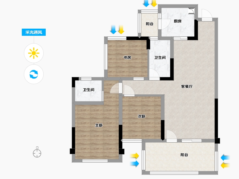 四川省-雅安市-西部网信·蒙山府-90.99-户型库-采光通风