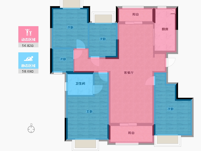 四川省-眉山市-雅居乐锦城-101.63-户型库-动静分区