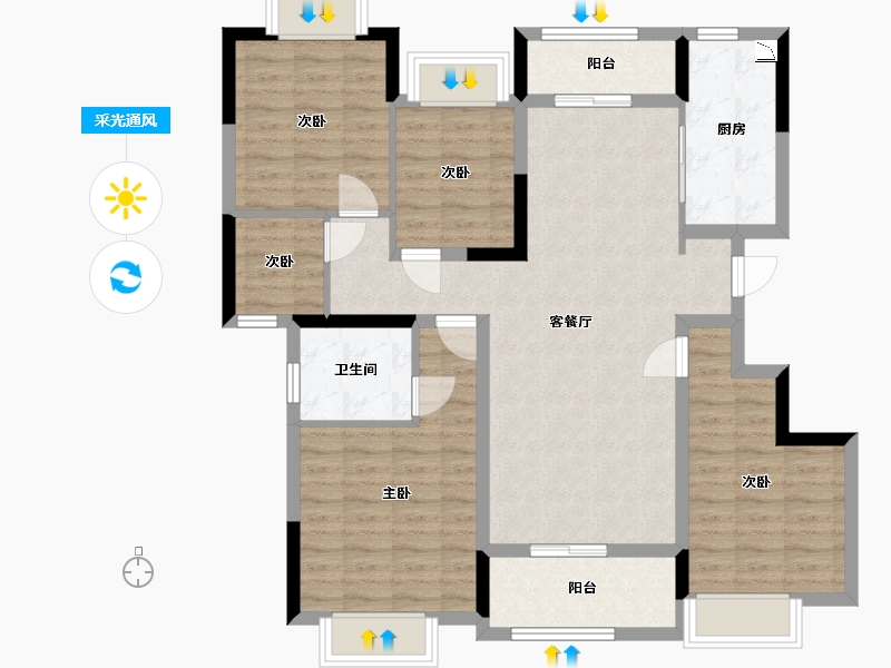 四川省-眉山市-雅居乐锦城-101.63-户型库-采光通风