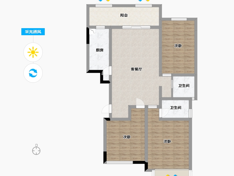 四川省-雅安市-桐悦湾-101.34-户型库-采光通风