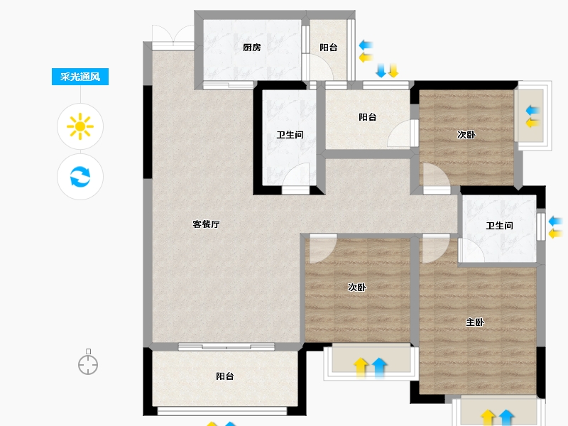 四川省-绵阳市-兴发龙溪谷-94.42-户型库-采光通风