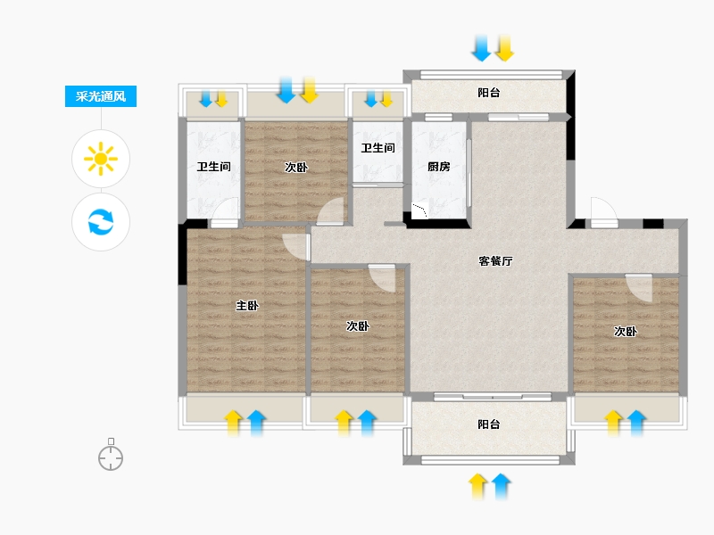 四川省-绵阳市-三台碧桂园-110.45-户型库-采光通风