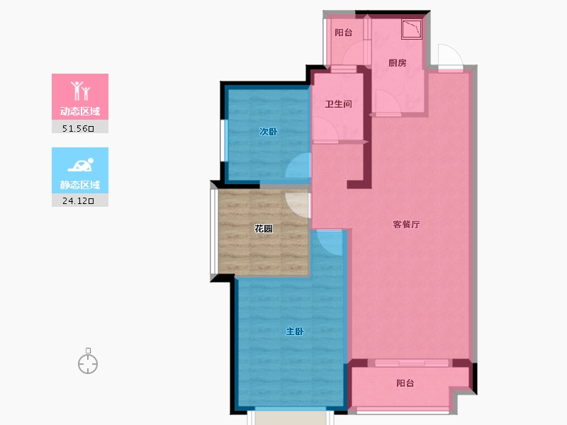 湖南省-长沙市-广晟江山帝景-74.43-户型库-动静分区