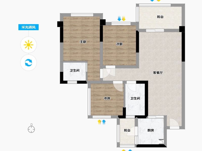 四川省-雅安市-西部网信·蒙山府-79.36-户型库-采光通风