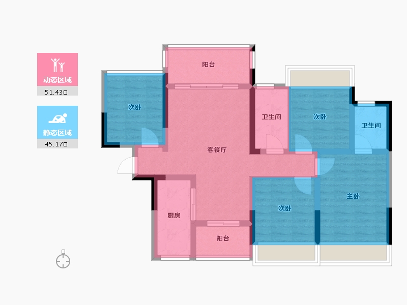 广西壮族自治区-桂林市-鑫屿金河阳光-84.99-户型库-动静分区