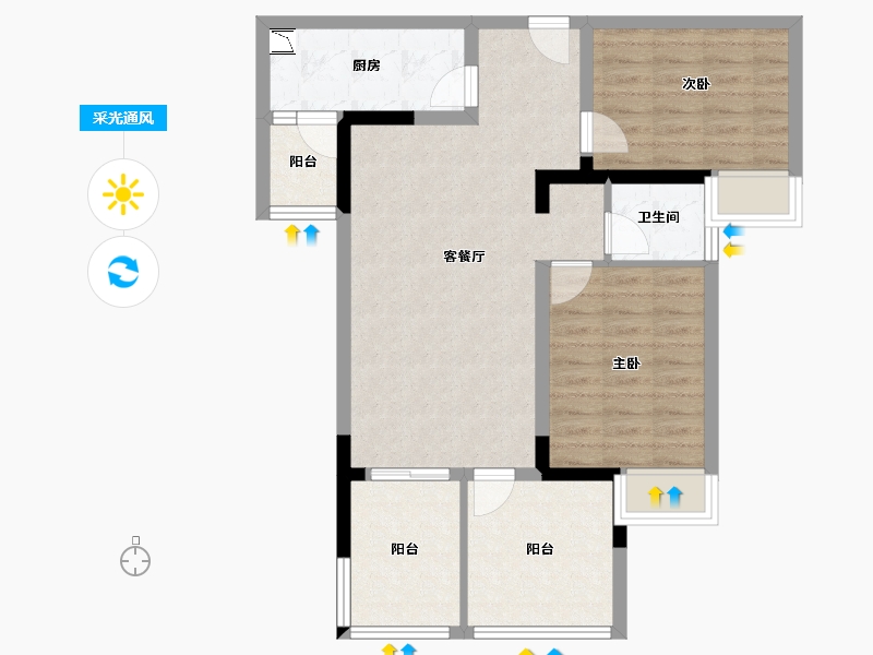 四川省-绵阳市-世纪铂金·明御西城-77.01-户型库-采光通风