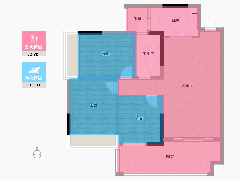 四川省-绵阳市-世纪铂金·明御西城-86.83-户型库-动静分区