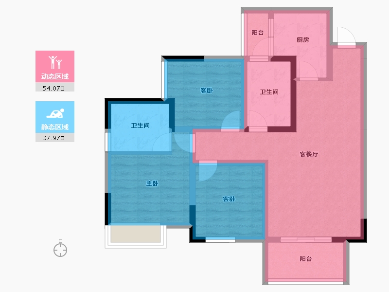 四川省-遂宁市-煦阳·幸福里-80.37-户型库-动静分区