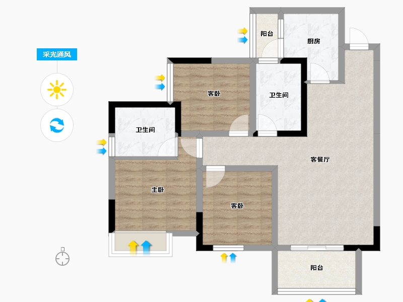 四川省-遂宁市-煦阳·幸福里-80.37-户型库-采光通风