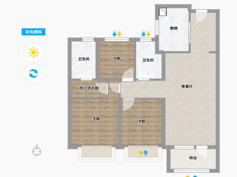 陕西省-渭南市-富力城-78.07-户型库-采光通风