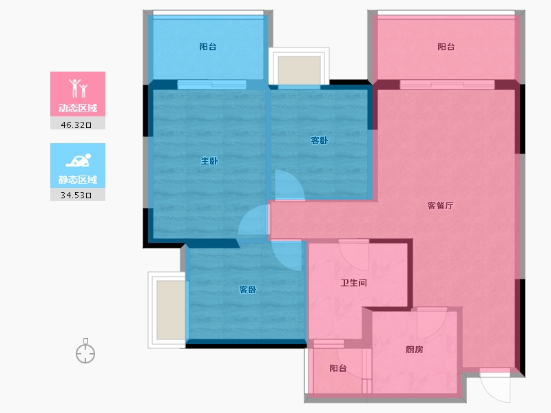 四川省-遂宁市-煦阳·幸福里-71.86-户型库-动静分区