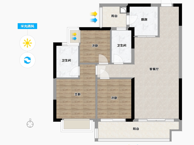 广东省-湛江市-敏捷珑玥台-85.00-户型库-采光通风