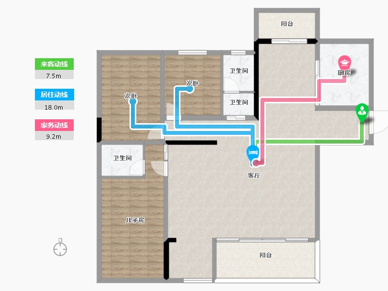 四川省-宜宾市-卓越城-144.47-户型库-动静线