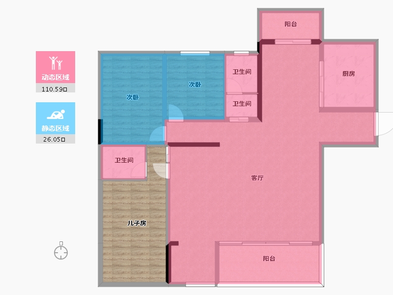 四川省-宜宾市-卓越城-144.47-户型库-动静分区