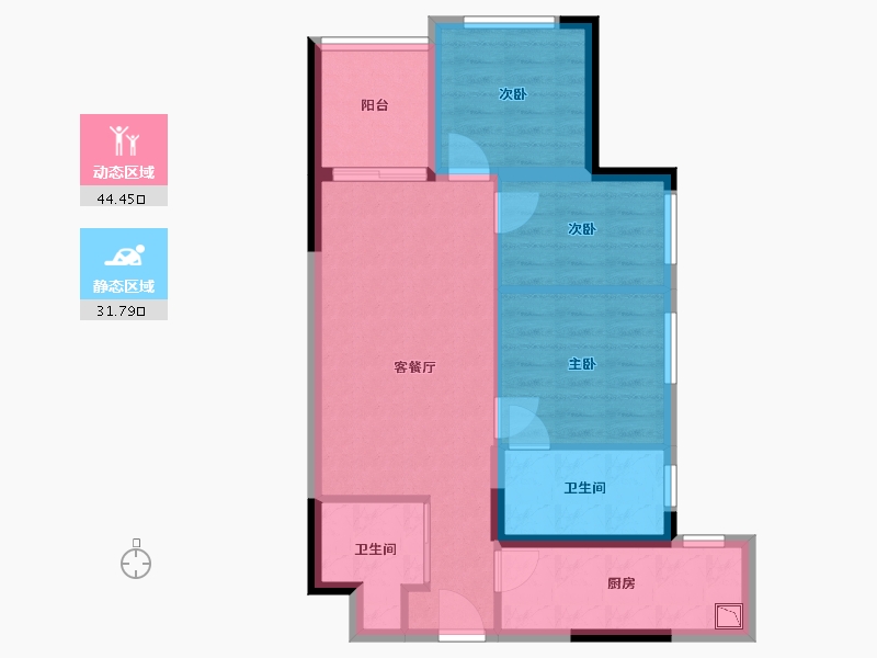 贵州省-贵阳市-万科新都荟-67.58-户型库-动静分区