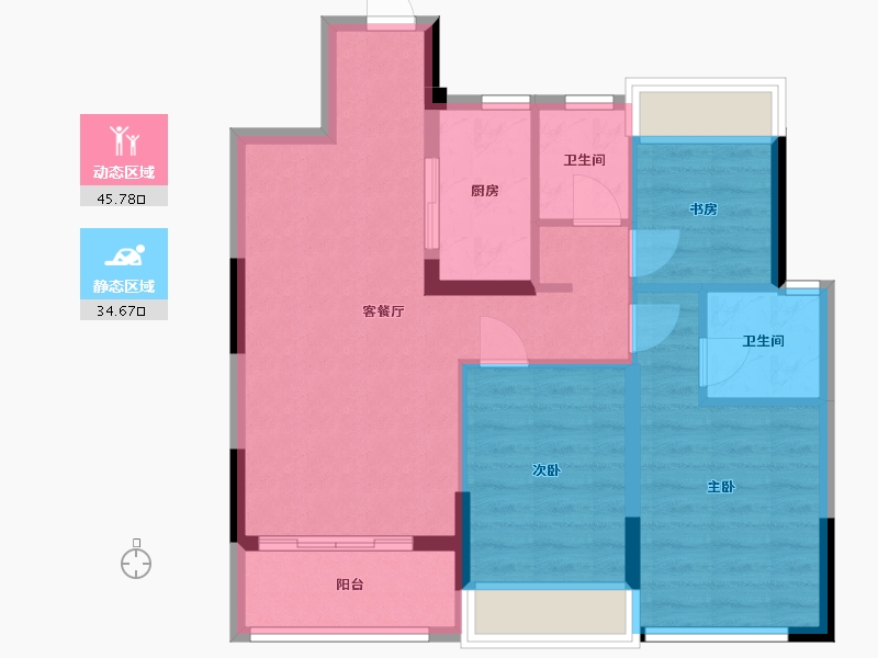 浙江省-杭州市-绿城和庐-71.77-户型库-动静分区