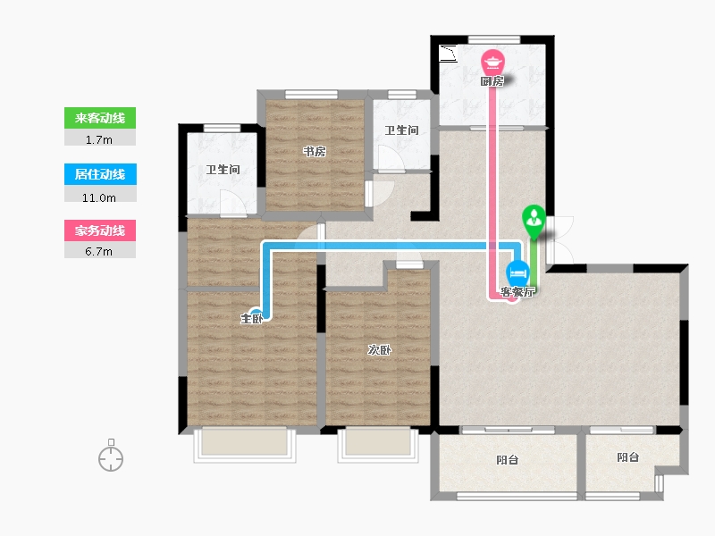 江苏省-扬州市-扬州新城吾悦广场-125.00-户型库-动静线