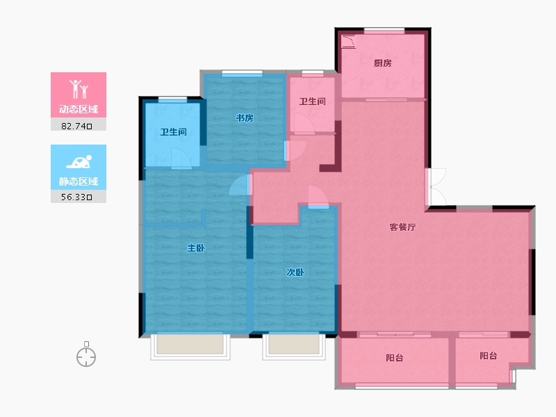 江苏省-扬州市-扬州新城吾悦广场-125.00-户型库-动静分区