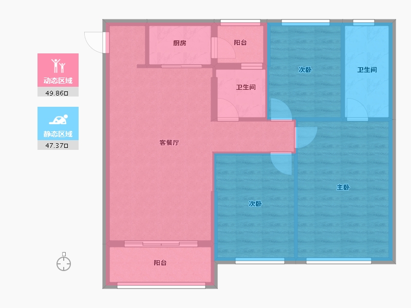 四川省-成都市-龙光玖龙府1期-87.99-户型库-动静分区