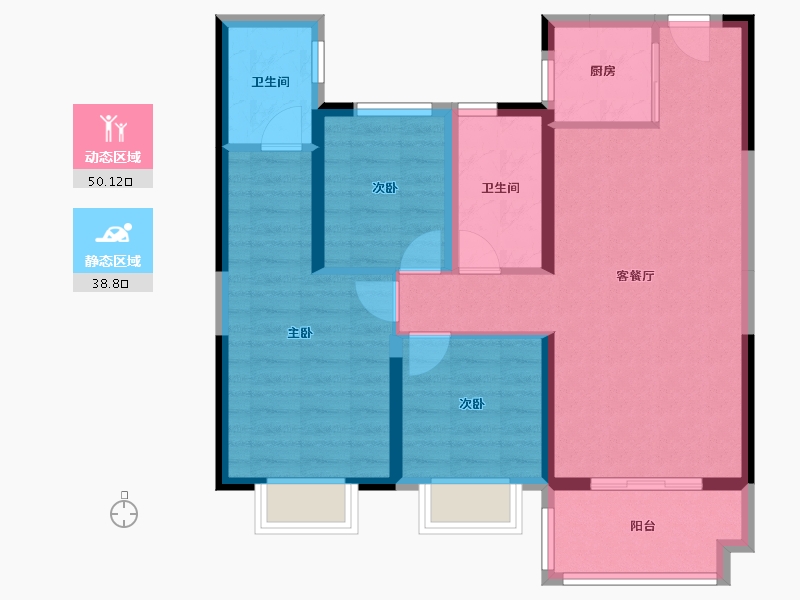 湖北省-宜昌市-碧桂园云廷-78.97-户型库-动静分区