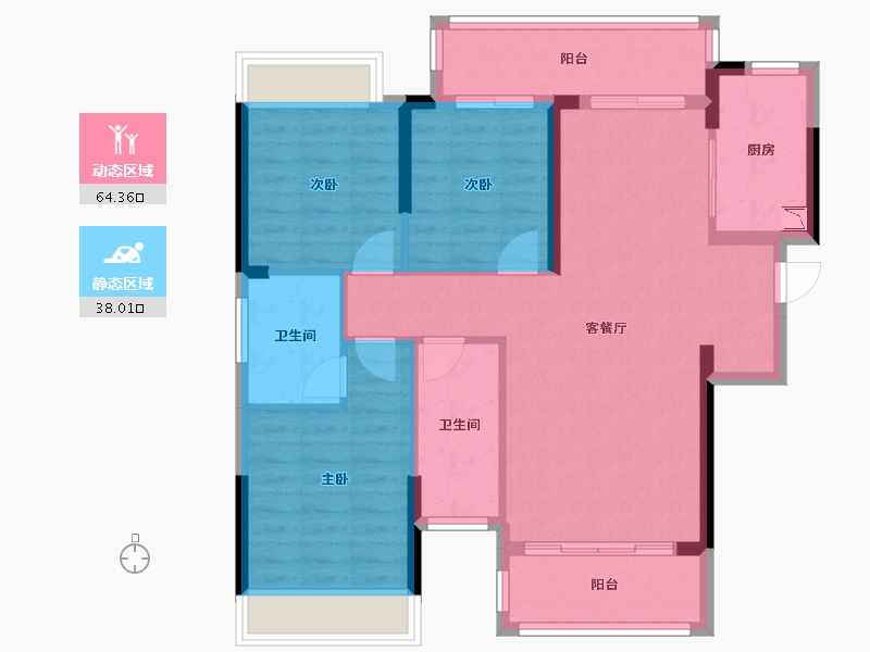 湖南省-长沙市-长龙湾-91.94-户型库-动静分区