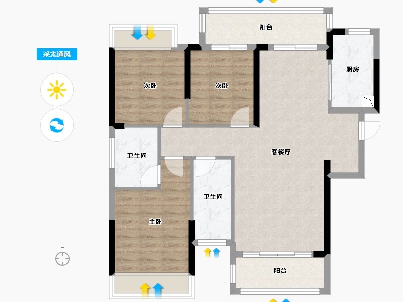 湖南省-长沙市-长龙湾-91.94-户型库-采光通风