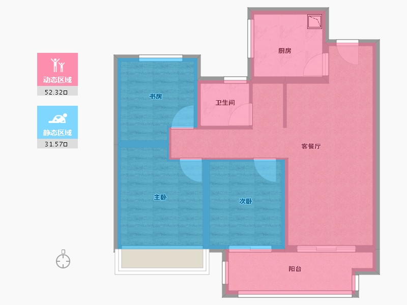 江苏省-无锡市-港龙湖光珑樾-74.21-户型库-动静分区