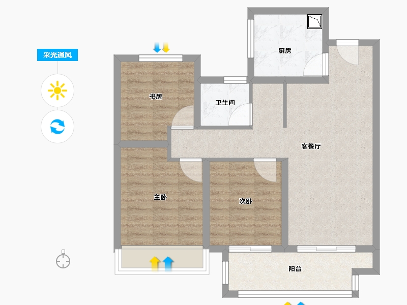 江苏省-无锡市-港龙湖光珑樾-74.21-户型库-采光通风