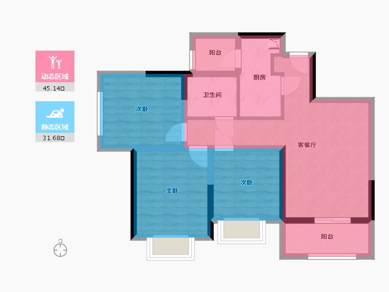 四川省-成都市-奥园棠玥府-66.93-户型库-动静分区