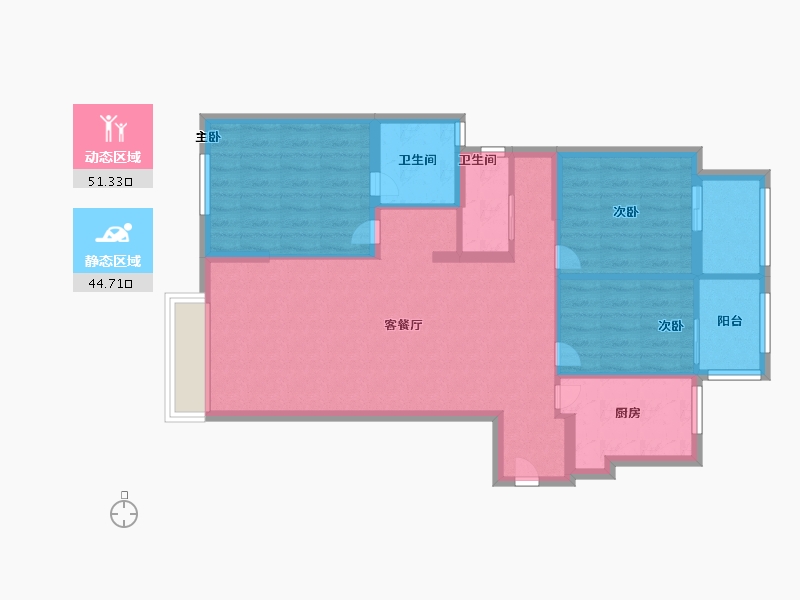 福建省-福州市-华润中央公园-85.99-户型库-动静分区