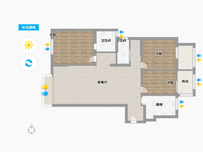 福建省-福州市-华润中央公园-85.99-户型库-采光通风