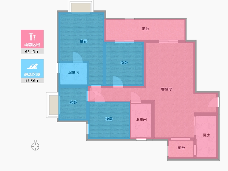 重庆-重庆市-南岸区保利观塘上锦-98.57-户型库-动静分区