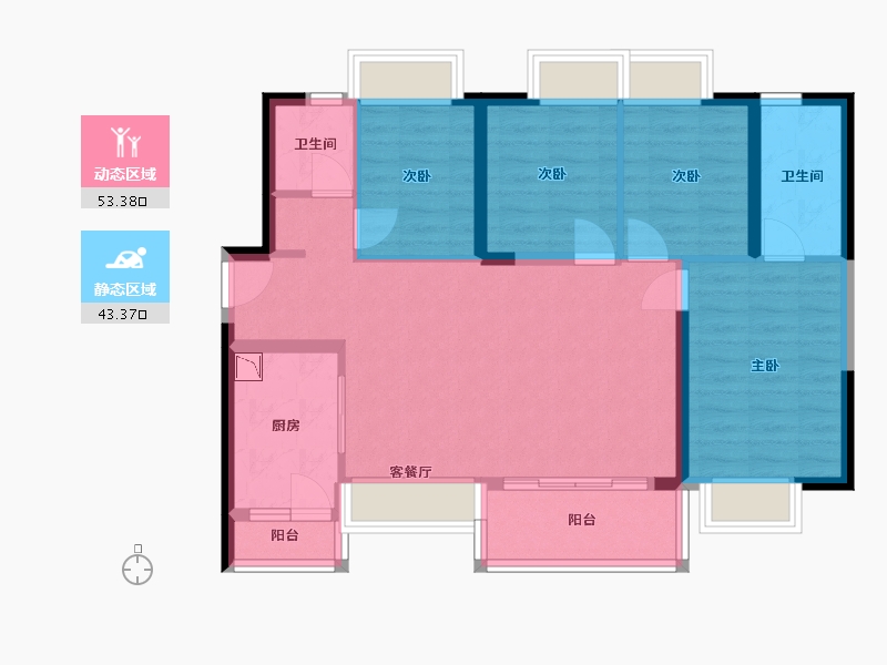 广东省-深圳市-凤凰公馆-86.17-户型库-动静分区