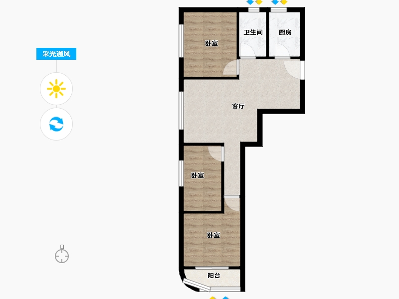 北京-北京市-绿岛苑-57.66-户型库-采光通风